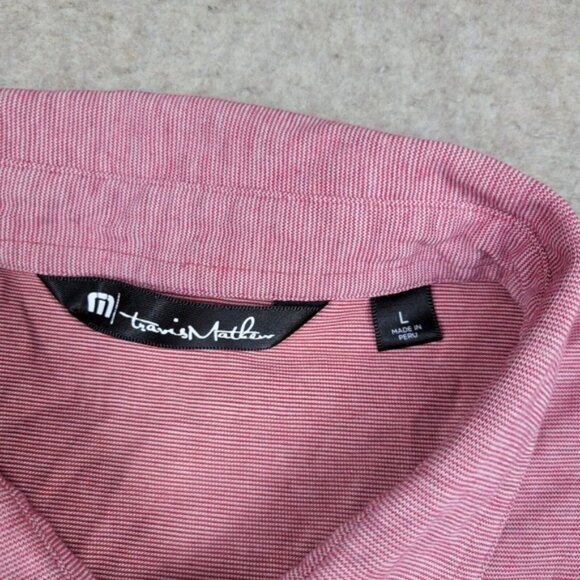 Travis Mathew Polo Shirt Mens Large Red Heather Short Sleeve Casual Preppy - Picture 2 of 9